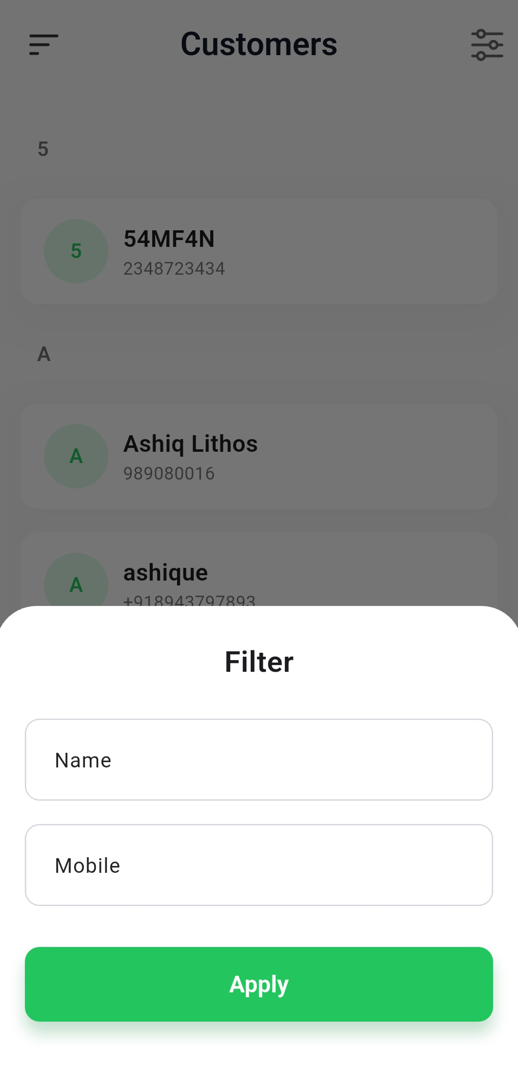 customr filetr