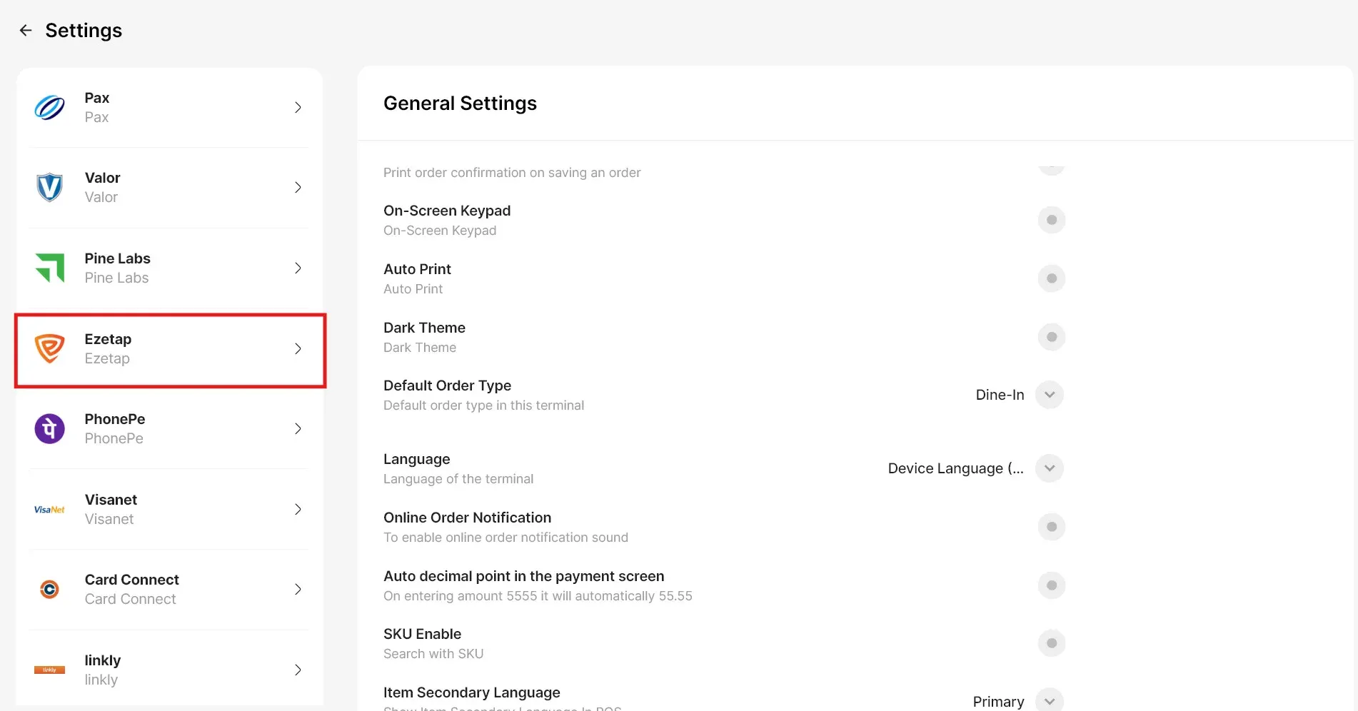 select payment type
