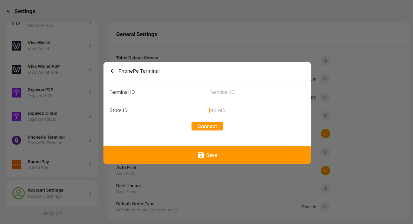 PhonePE Terminal Connection