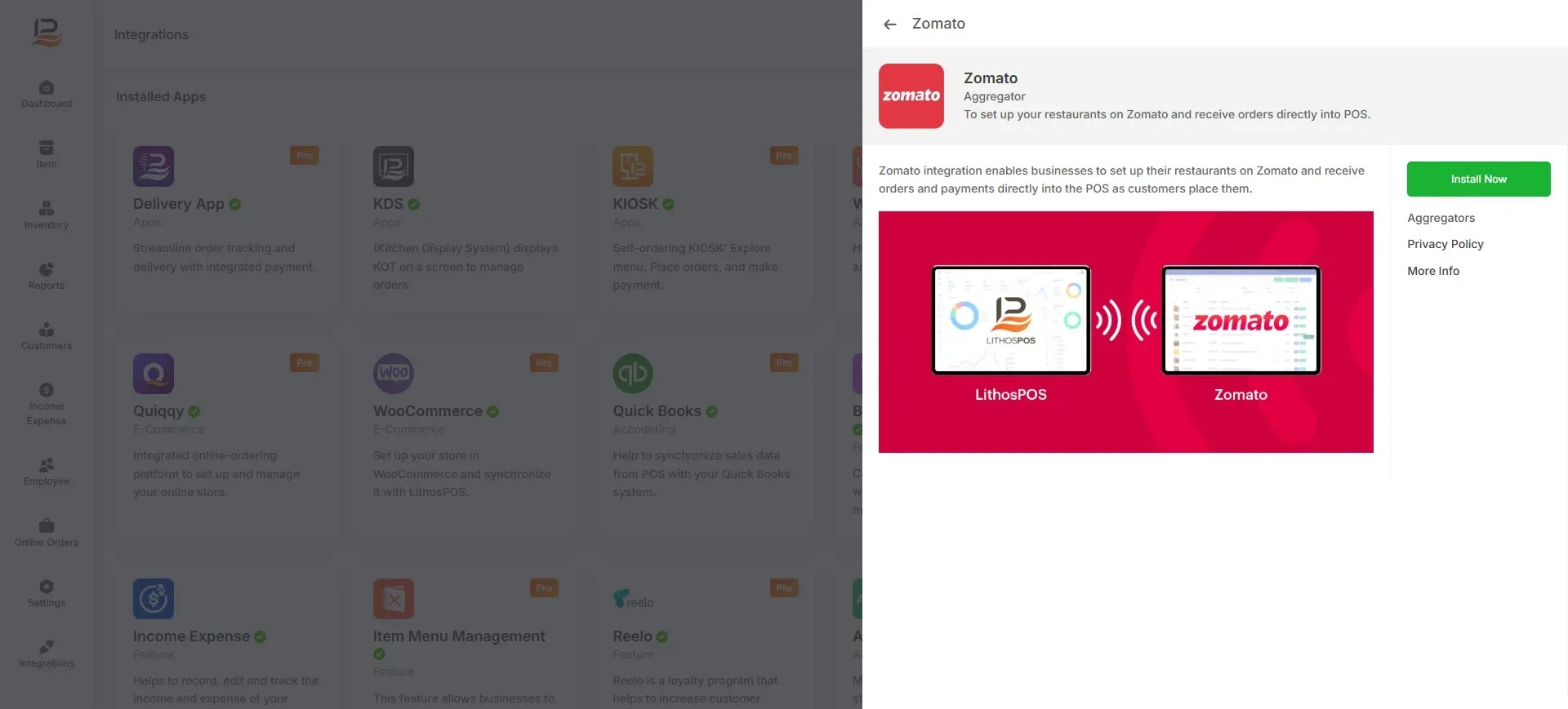 install zomato