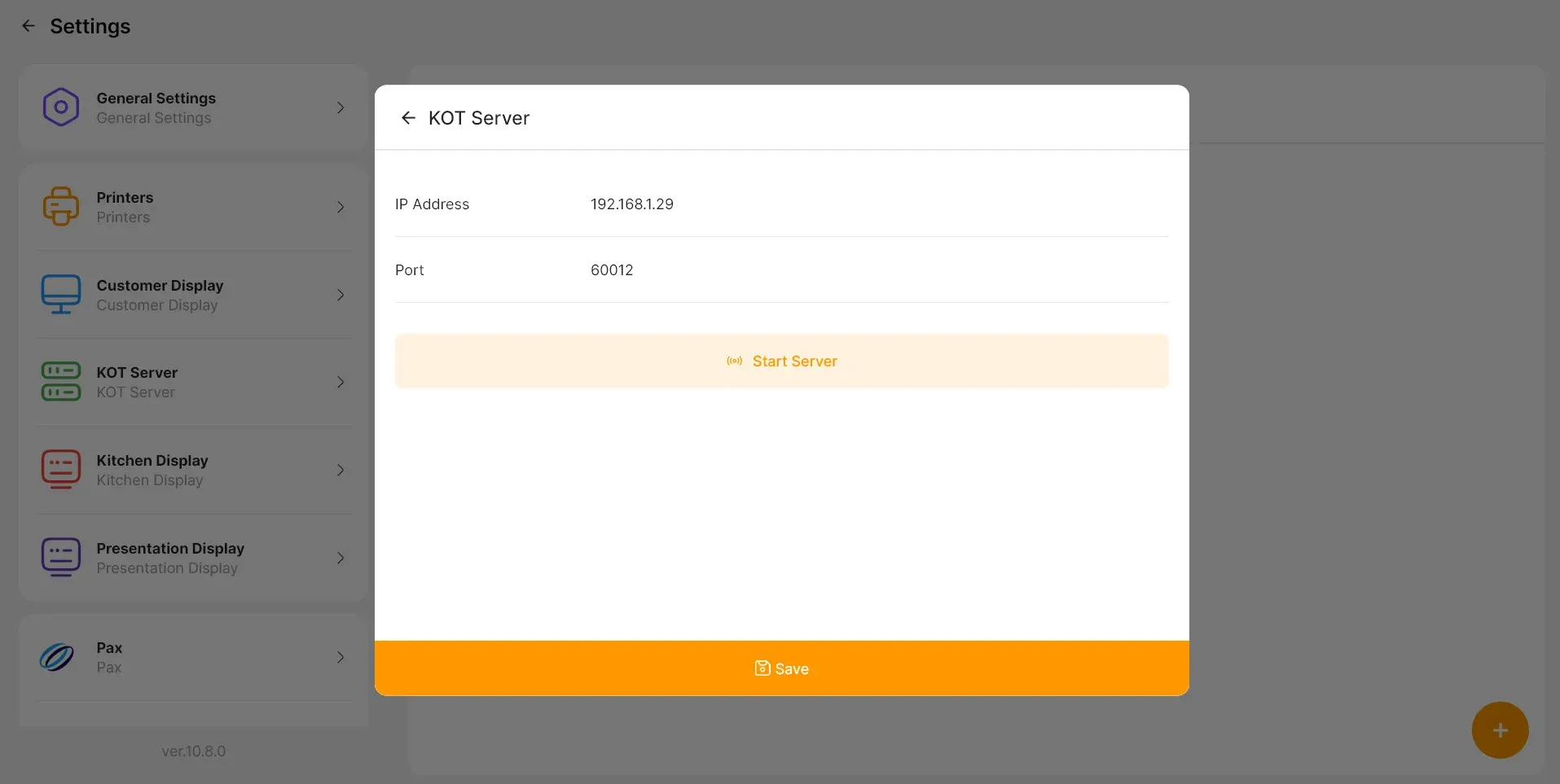 kot server config