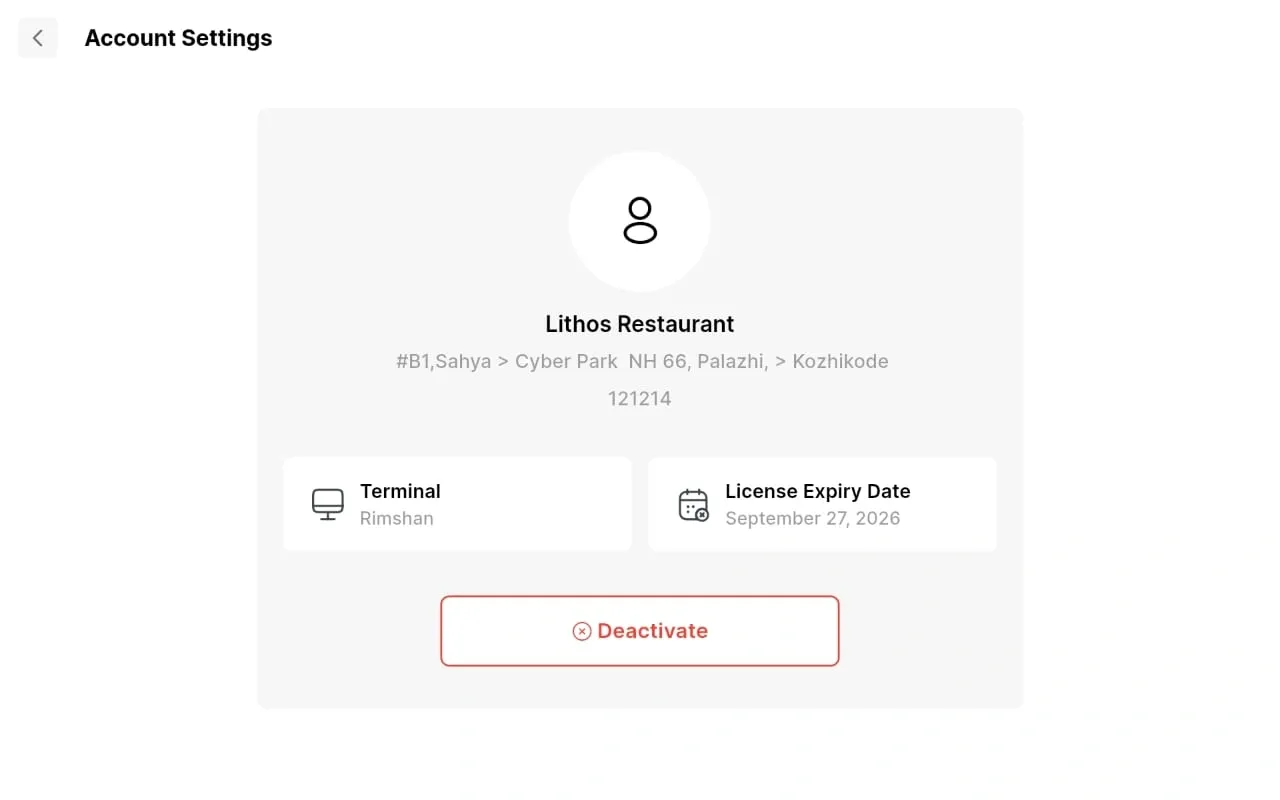 lithos accnt settings