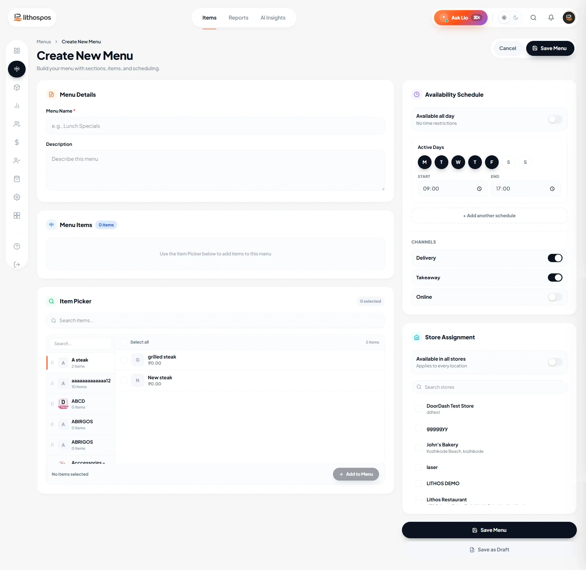 menu management