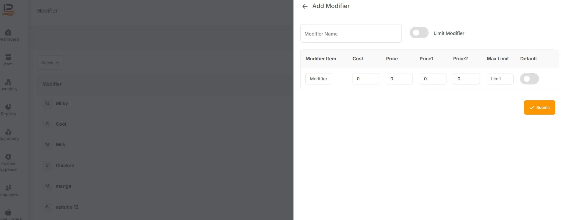 modifier setting