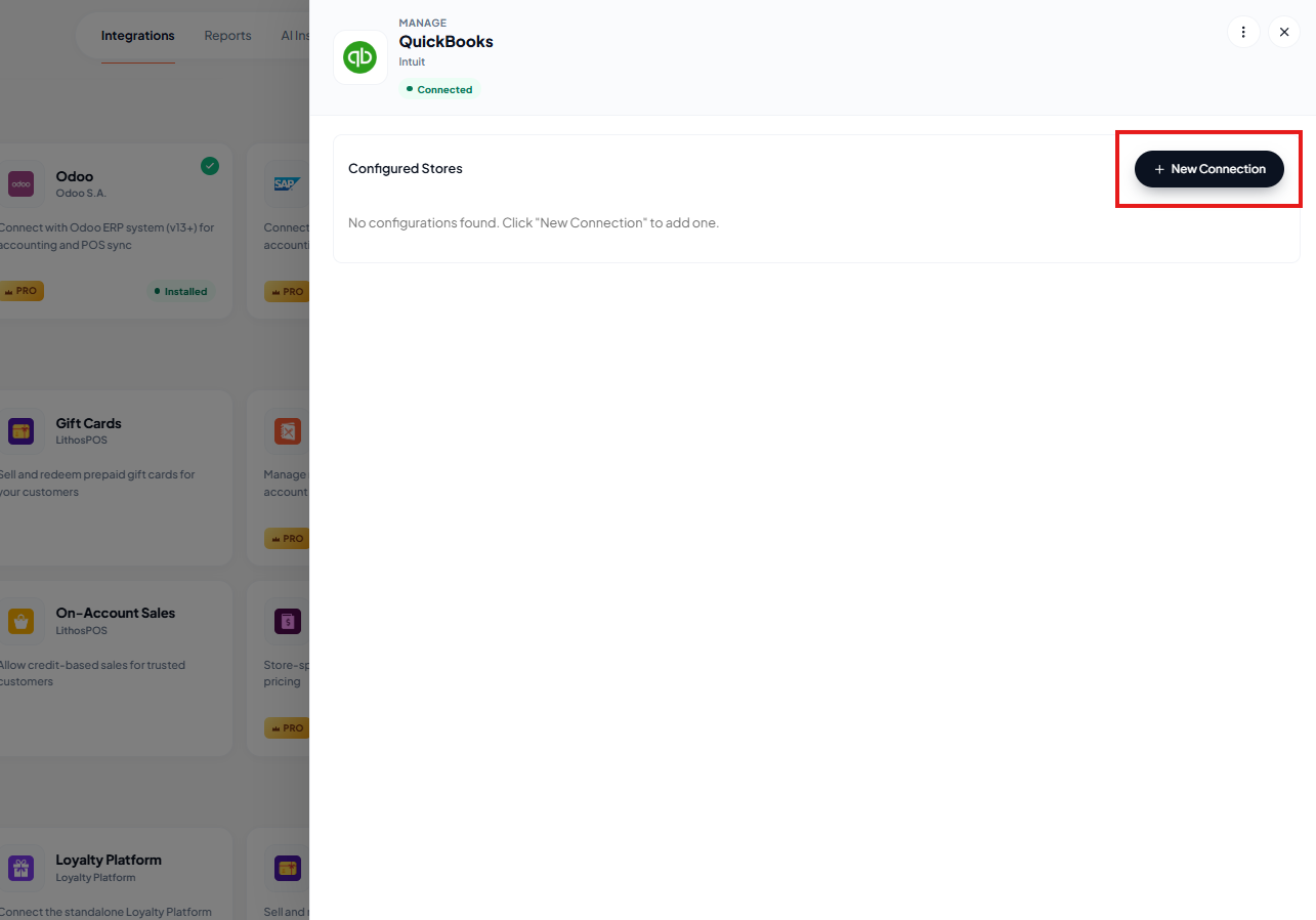 quickbook new connection