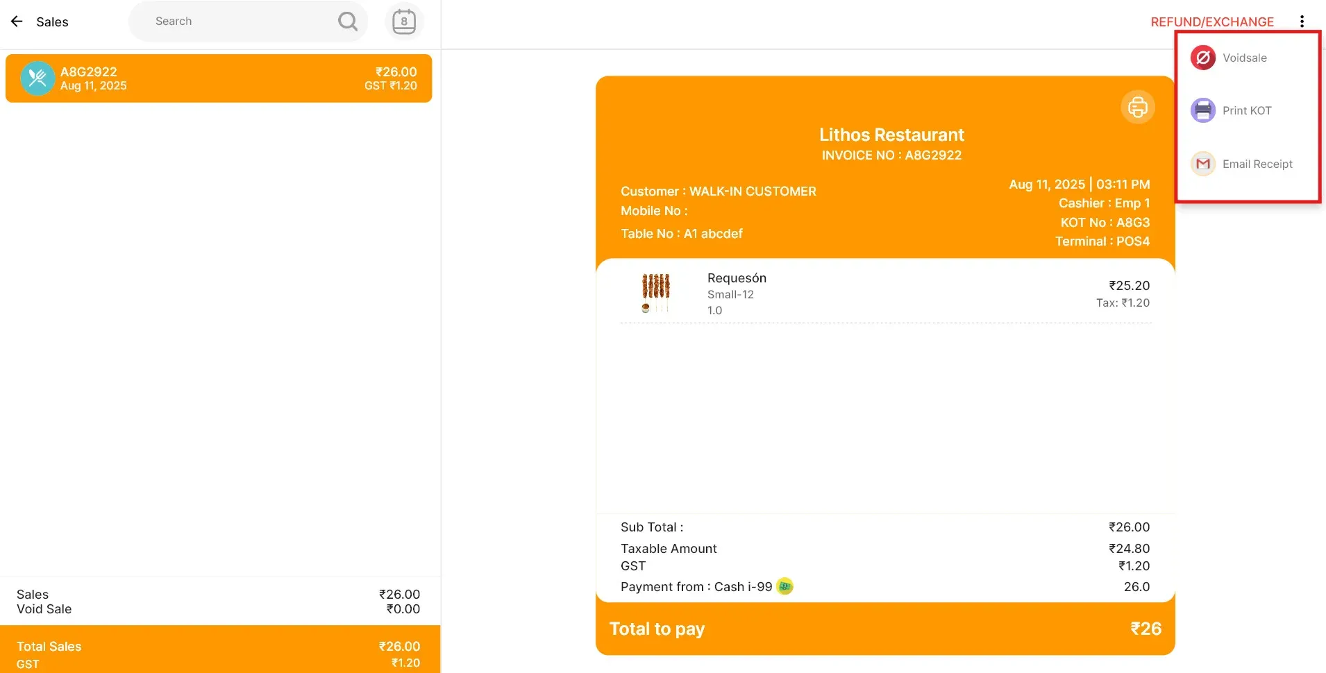 reports three dot menu option
