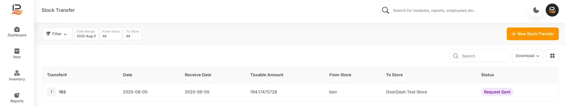 transfer details