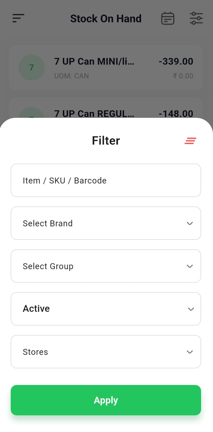 stock on hand