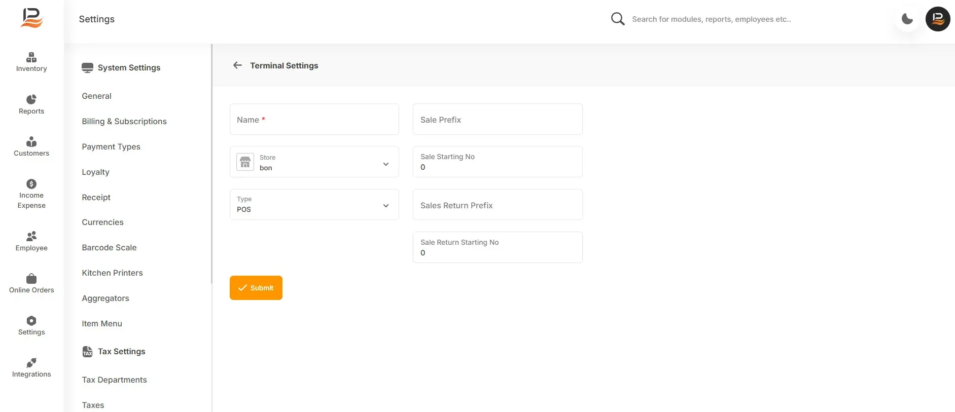 terminal form data